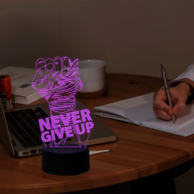 Never give up 3D led lamp with 7 Color Changing Light Home Decoration Night Light
